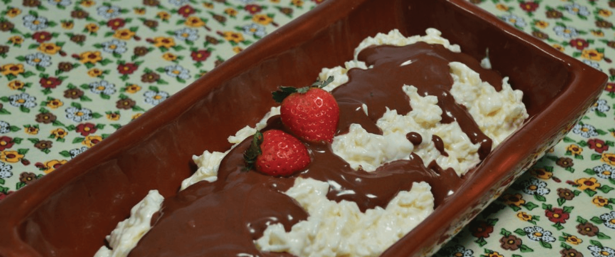 Creme de Arroz com Cream Cheese e Chocolate